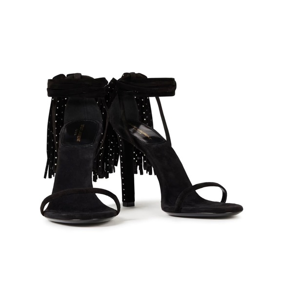Yves Saint Laurent Shoes - YSL SUEDE STRAPPY TASSEL HEEL